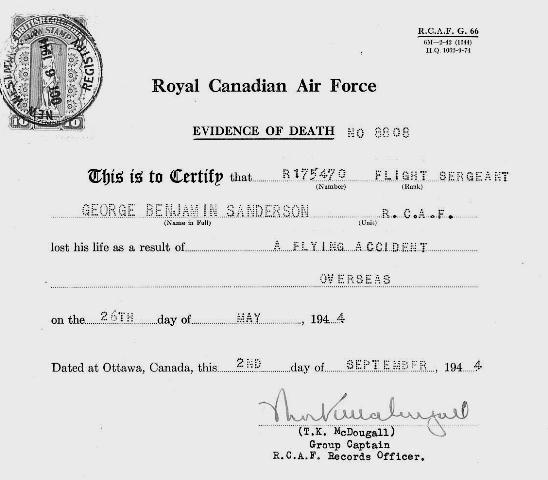 GR-2215 World War 2 Death notice